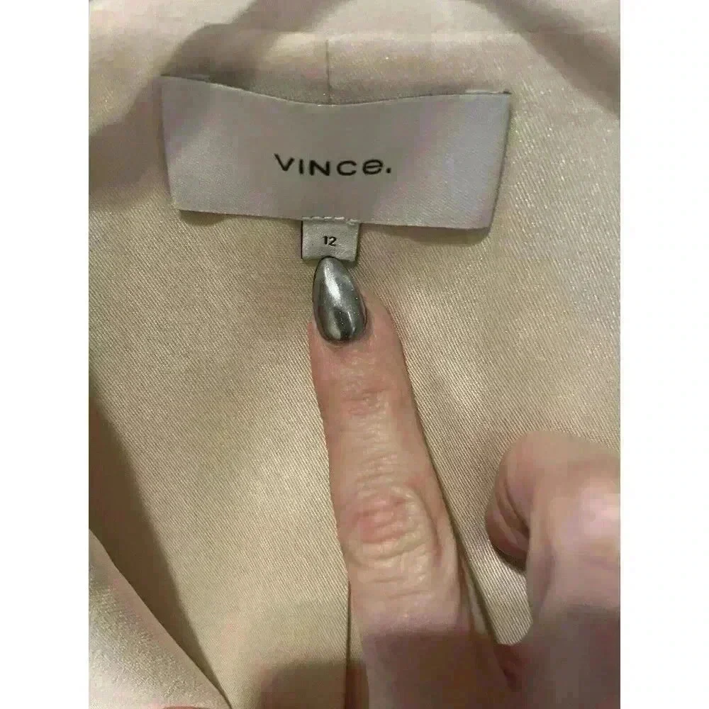 New Vince Crepe Cream Winter White Double-Breasted Oversized Blazer Size 12 - Picture 12 of 13